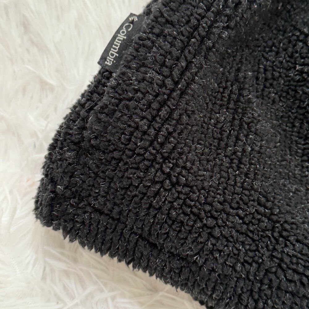 Columbia Chenille Fleece Cardigan Jacket Black Drawstring Waist Mock Neck Medium - Picture 7 of 12